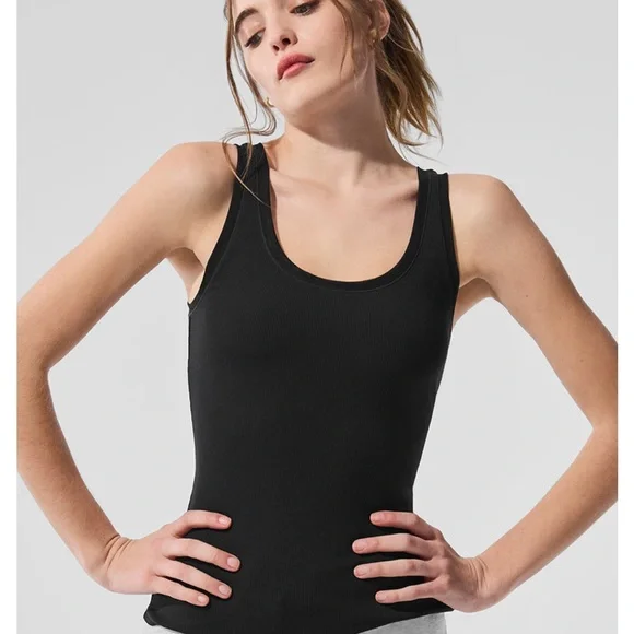 ALO Yoga Black Ribbed Mesh Tank - Picture 5 of 5
